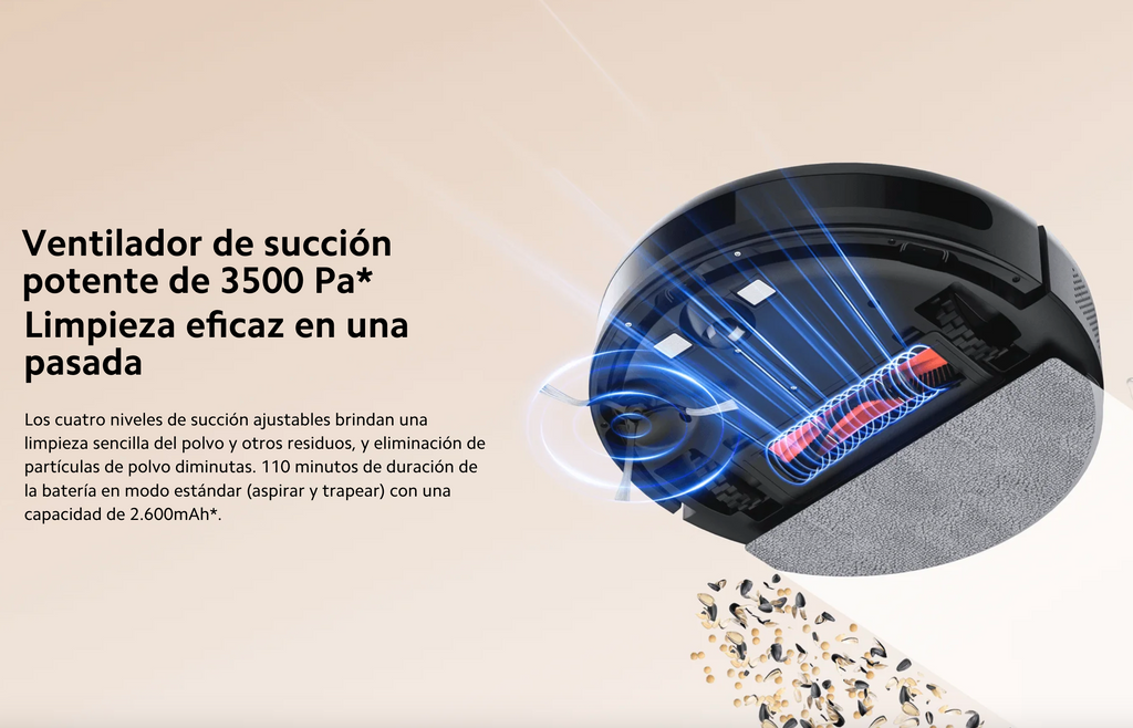 Aspiradora Xiaomi Robot Vacuum E10C negra vista adicional – Mil Ideas