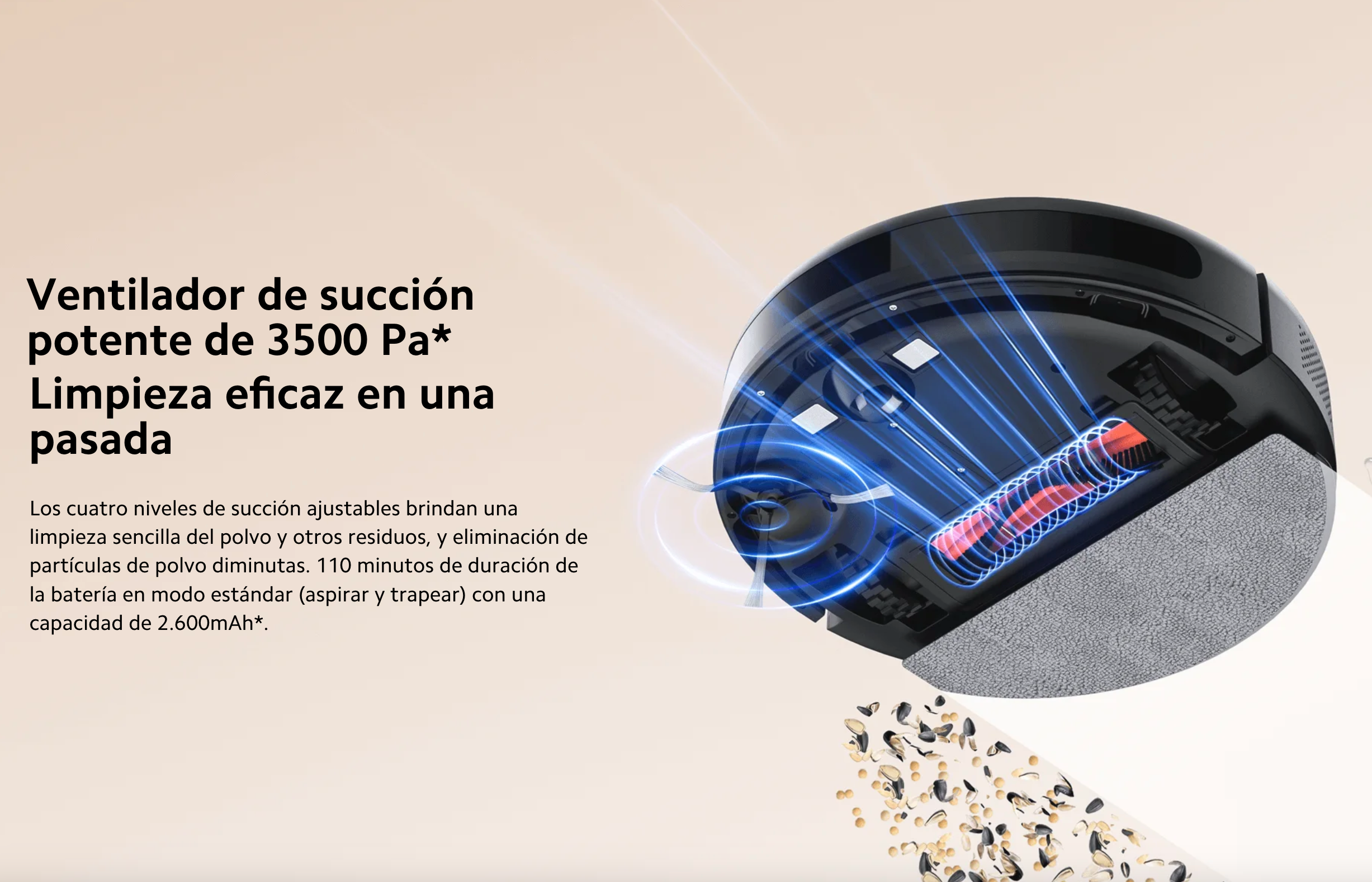 Aspiradora Xiaomi Robot Vacuum E10C negra vista adicional – Mil Ideas