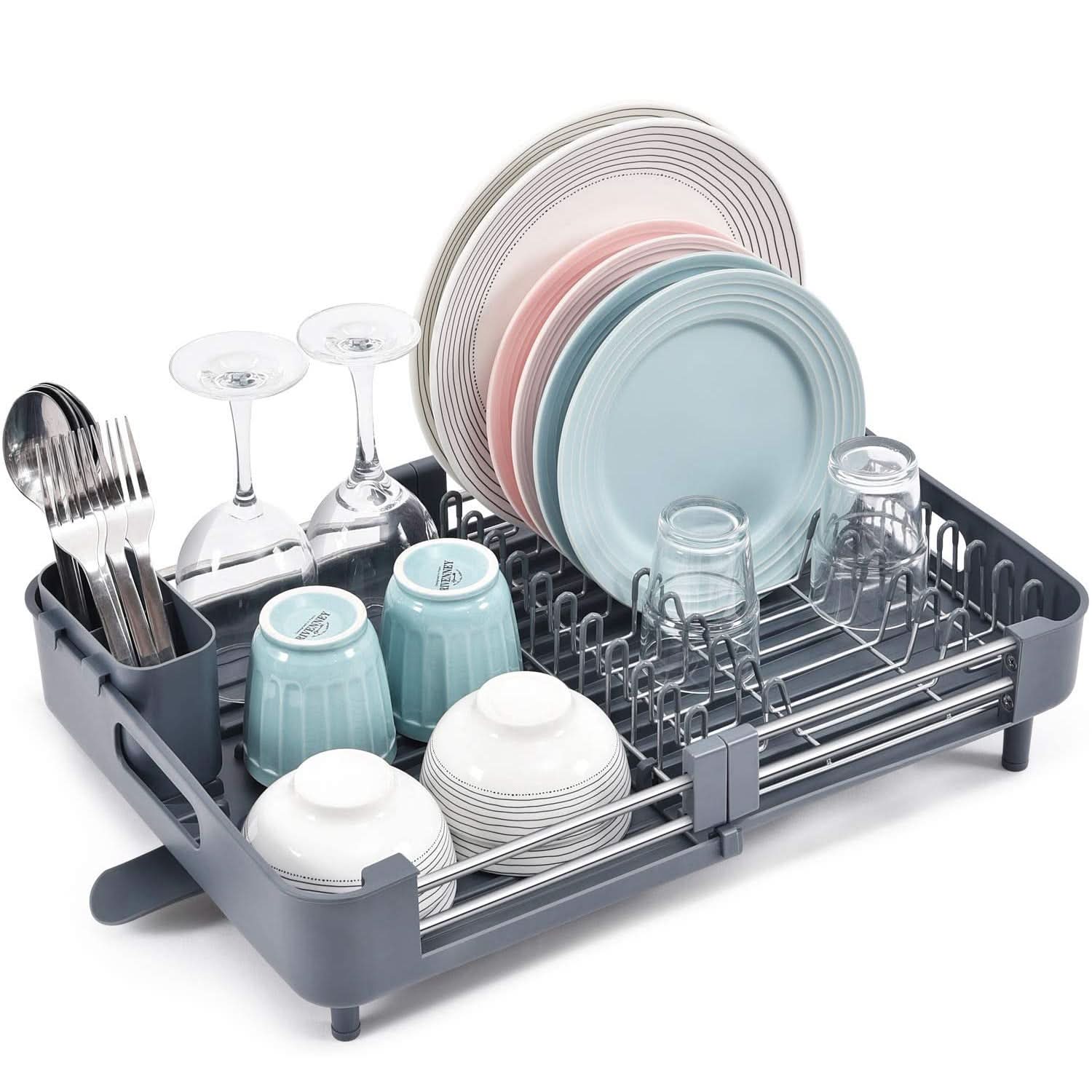 Escurridor de platos extensible con drenaje vista adicional – Mil Ideas