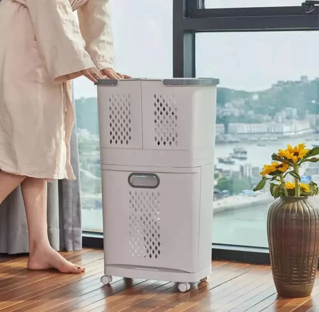 Organizador de ropa 3 canastos con ruedas vista adicional – Mil Ideas