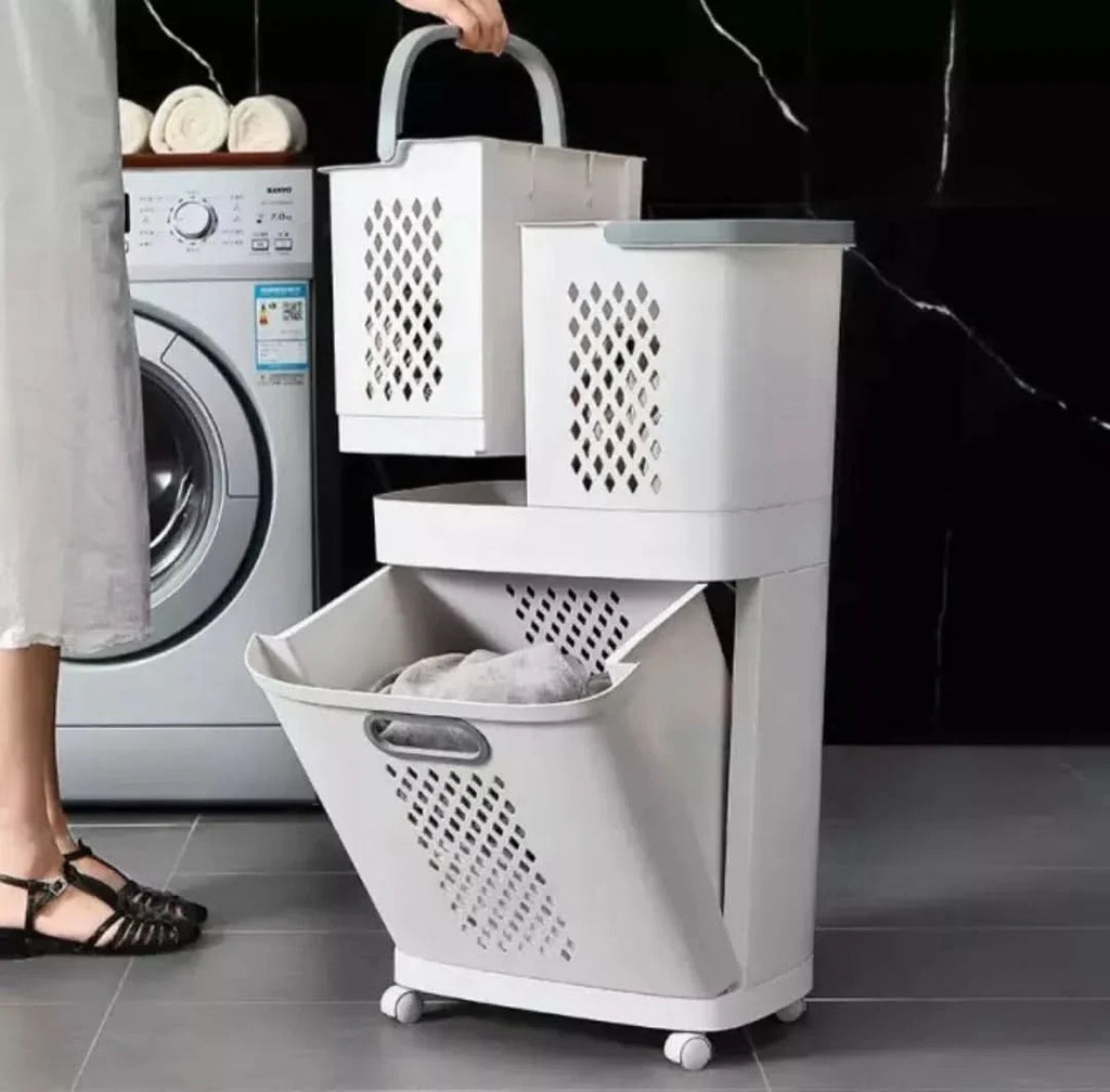Organizador de ropa 3 canastos con ruedas vista adicional – Mil Ideas