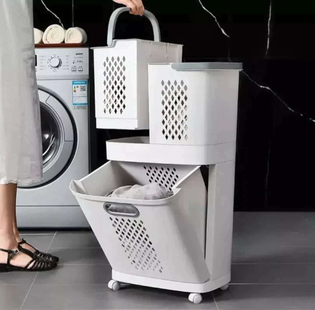 Organizador de ropa 3 canastos con ruedas vista adicional – Mil Ideas