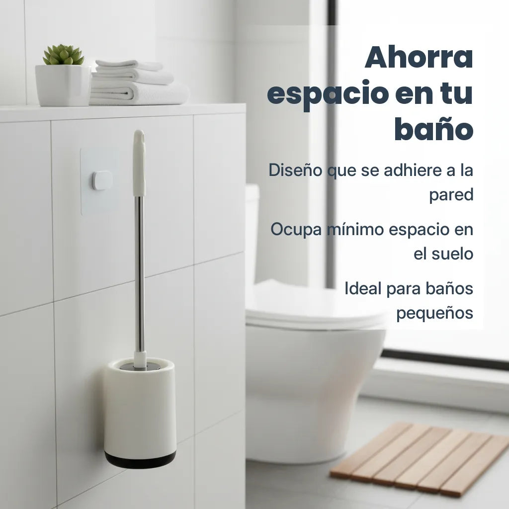 Escobilla para inodoro con adhesivo para pared en uso – Mil Ideas