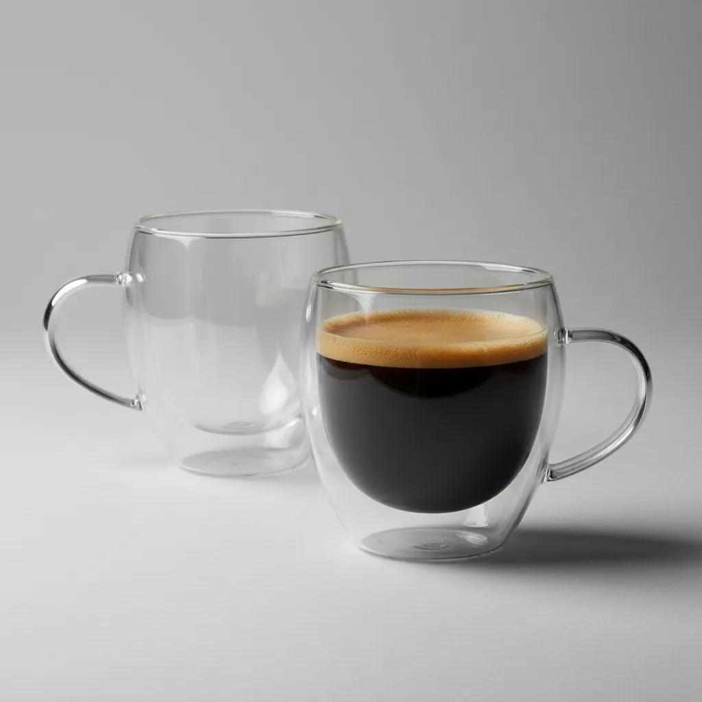 Taza de vidrio doble pared 250ml vista adicional – Mil Ideas