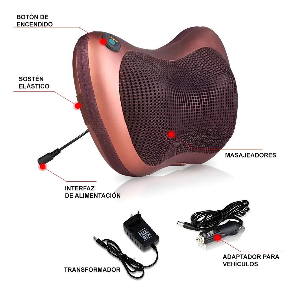 Cojin Masajeador CarPillow  con Temperatura y Rodillos
