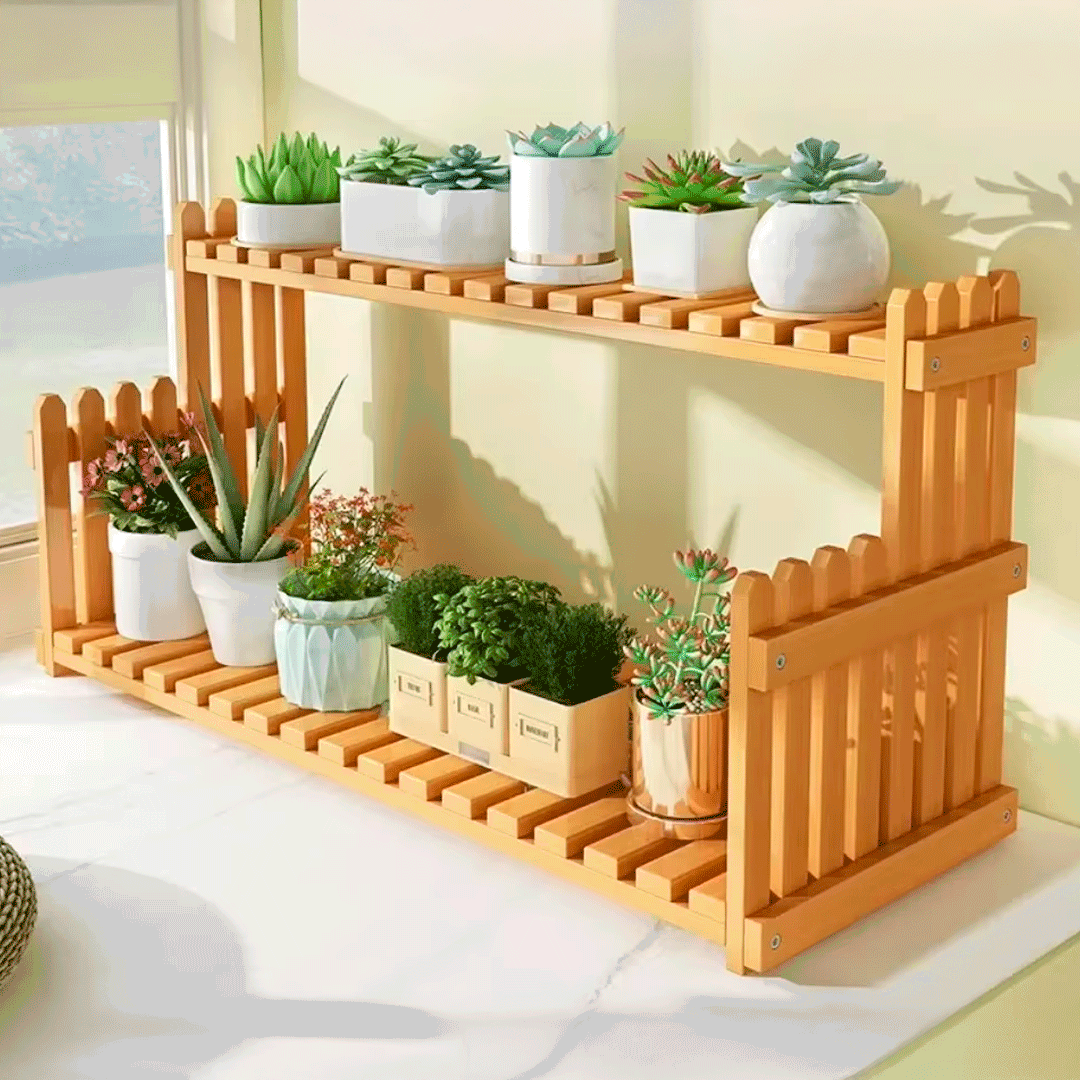 Estantería decorativa de madera 2 niveles en uso – Mil Ideas