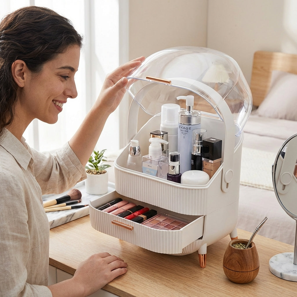 Organizador Selene para maquillaje en uso – Mil Ideas