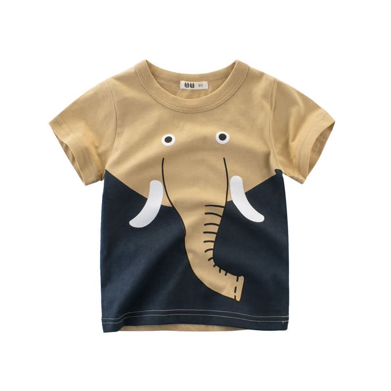 Camiseta de elefante para niño, color azul con estampado animal – Mil Ideas
