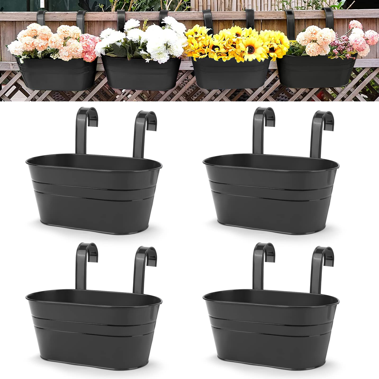 Pack de 4 Macetas de Metal para Barandilla Plantas – Mil Ideas