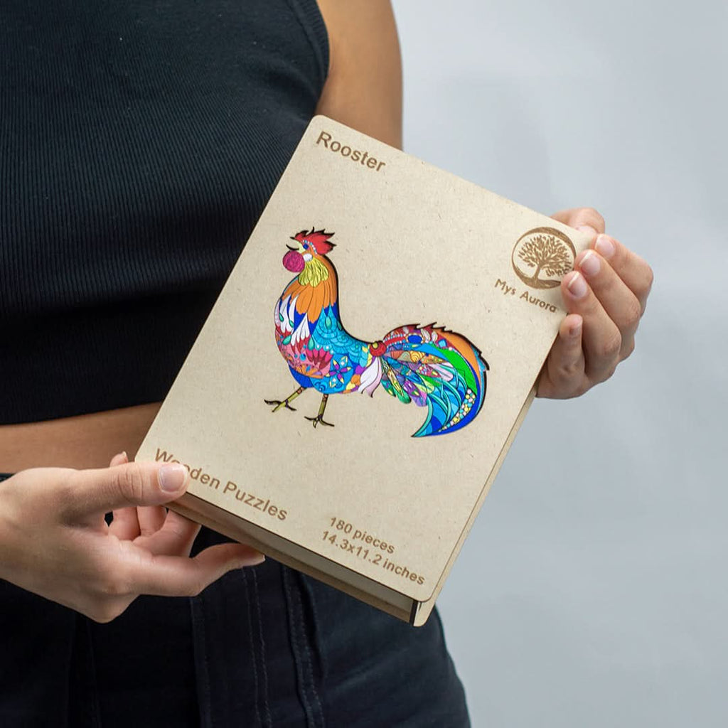 Puzzle de madera 180 piezas diseño Gallo vista adicional – Mil Ideas