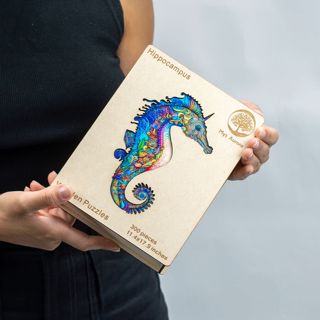 Puzzle de madera 300 piezas caballito de mar en uso – Mil Ideas