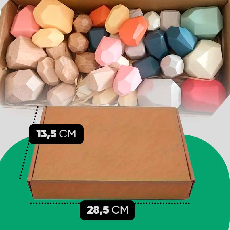Juego didáctico de construcción apilable en madera vista adicional – Mil Ideas