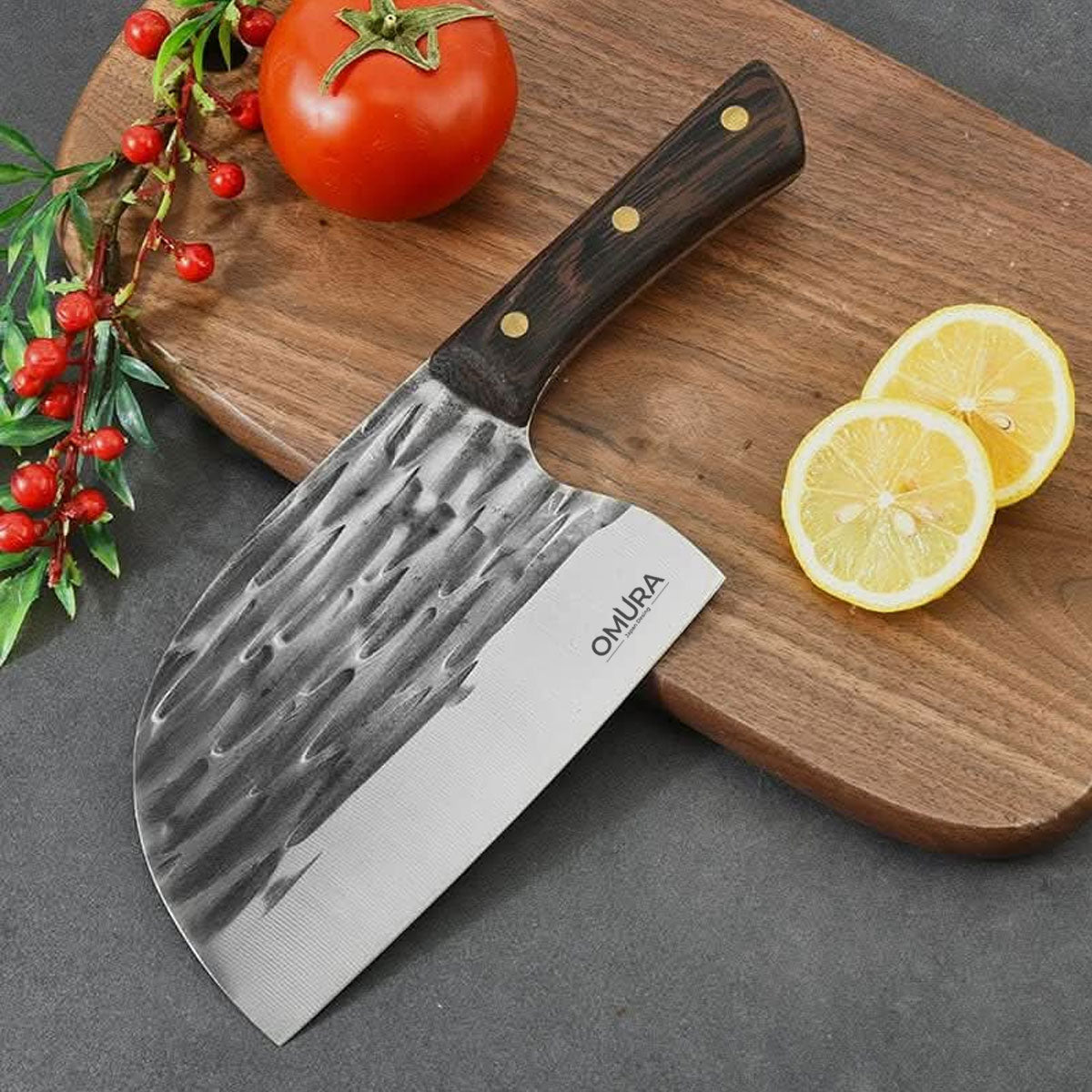 Cuchillo Forjado Omura Modelo Kanda con Funda vista adicional – Mil Ideas