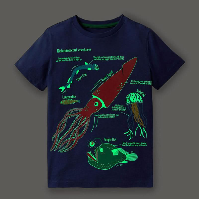 Camiseta luminosa con diseño de calamar para niño – Mil Ideas