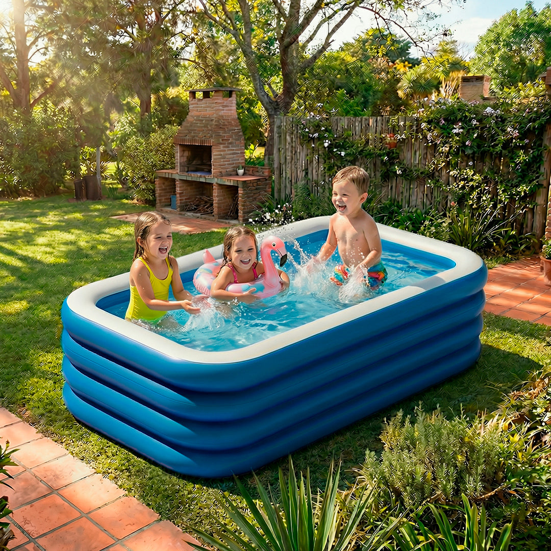 Piscina inflable de PVC grueso para exteriores en uso – Mil Ideas