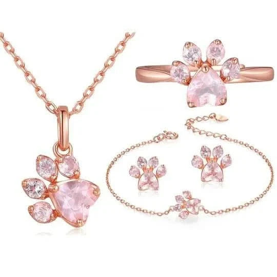 Set Catpaw en Plata 925 Gold Rose - Mil Ideas