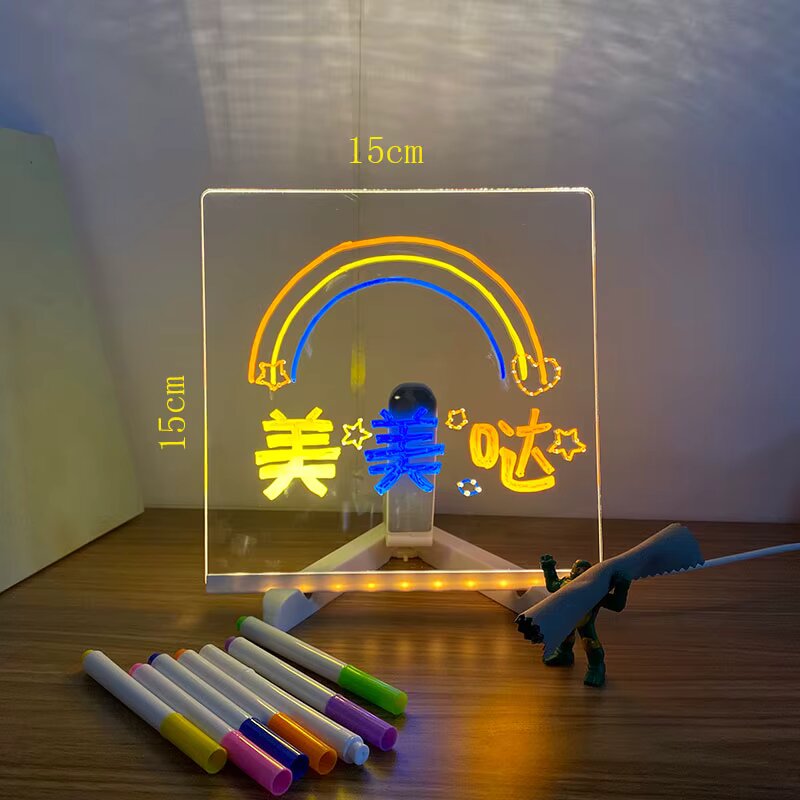 Pizarra Led de Acrilico USB con Marcadores y Soporte