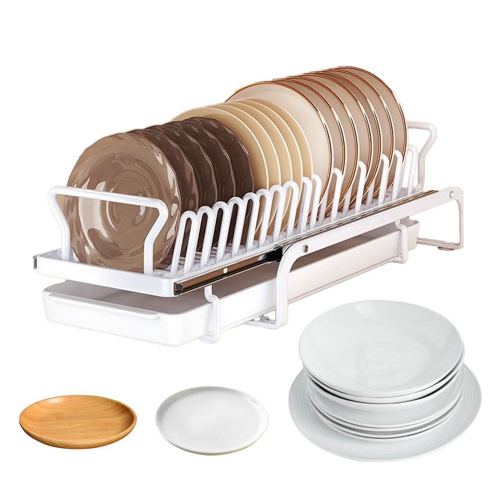 Escurridor organizador de platos extraíble con bandeja – Mil Ideas