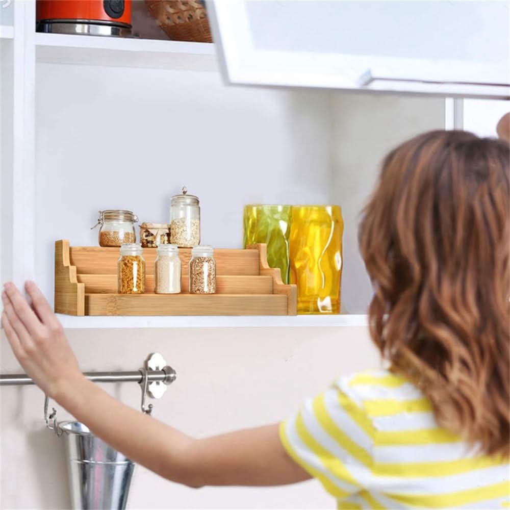 Organizador de cocina bambú 3 niveles detalle – Mil Ideas