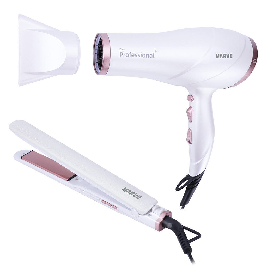 Alisador + Secador Marvo HCP-004 2 en 1 Blanco – Mil Ideas