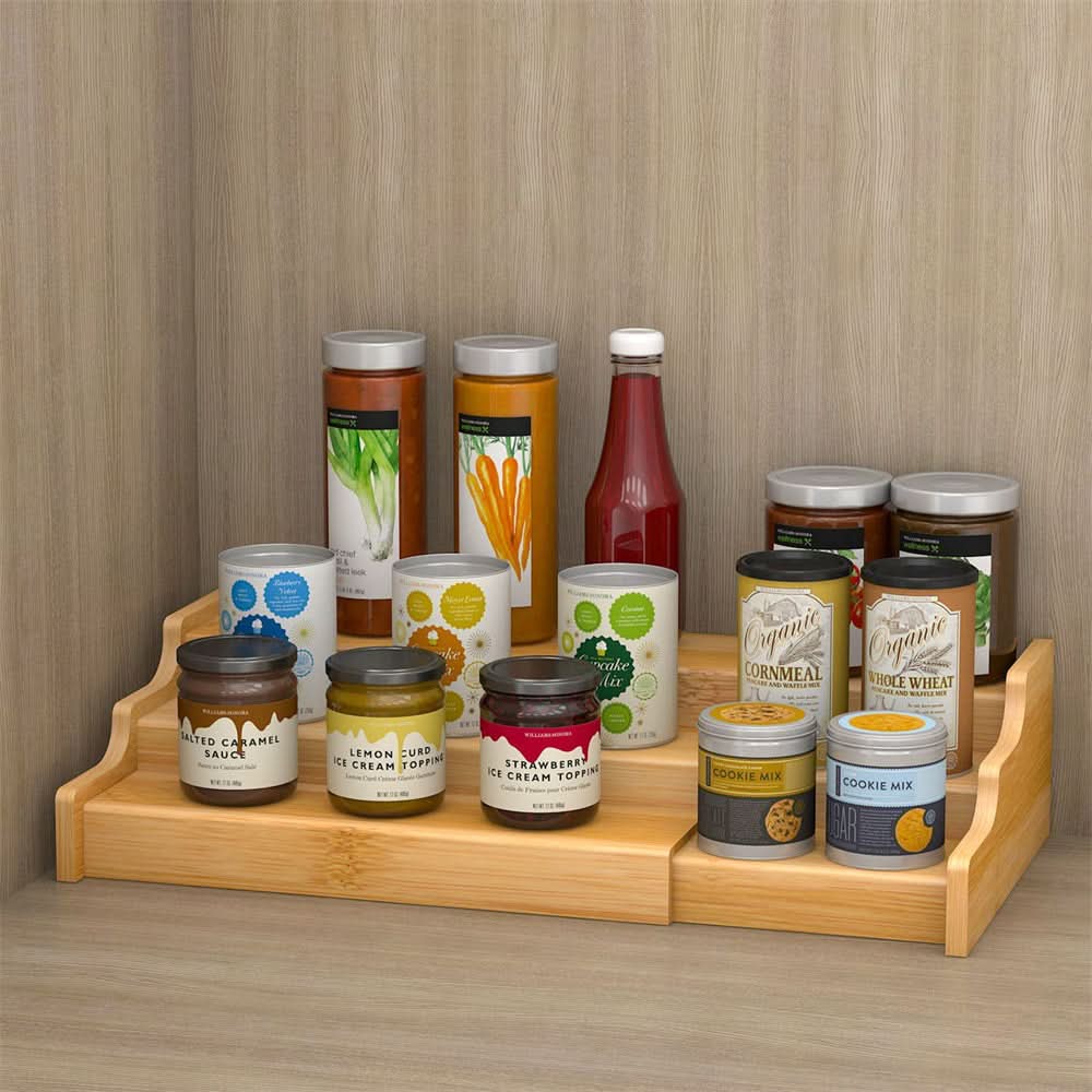 Organizador de cocina bambú 3 niveles vista adicional – Mil Ideas