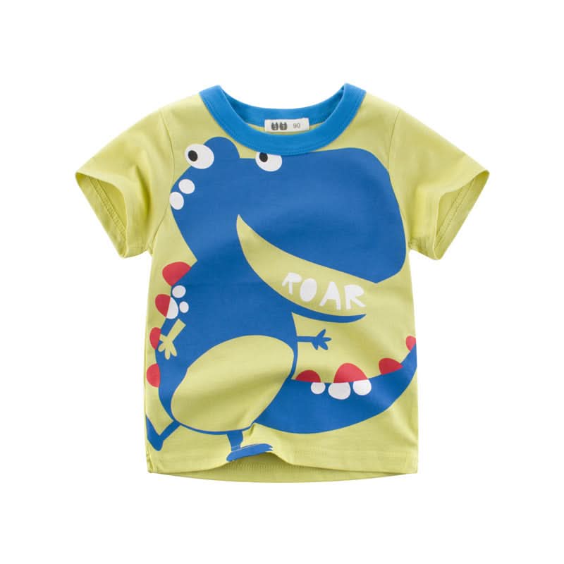 Camiseta de dinosaurio azul para niño con estampado colorido – Mil Ideas