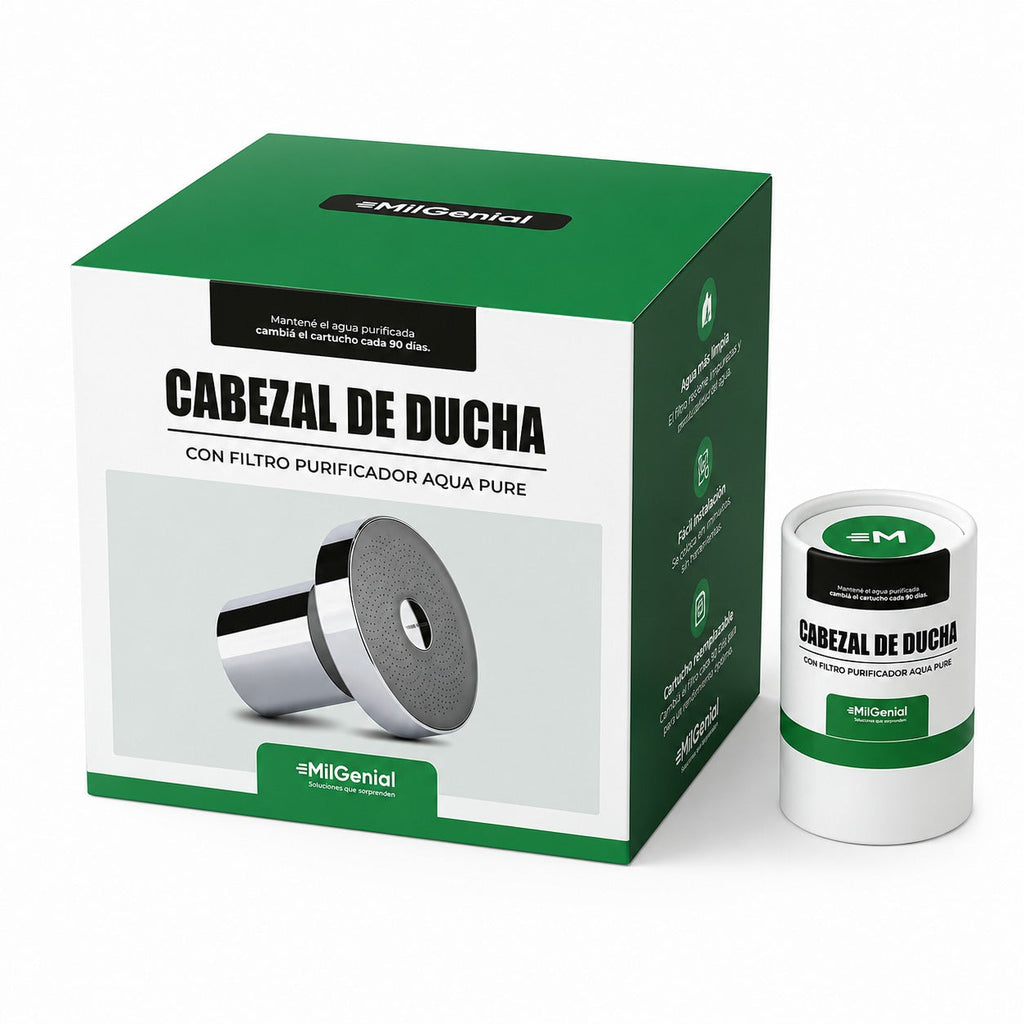 Pack Cabezal de Ducha + 2 Filtros Purificadores de Aqua Pure Mil Ideas