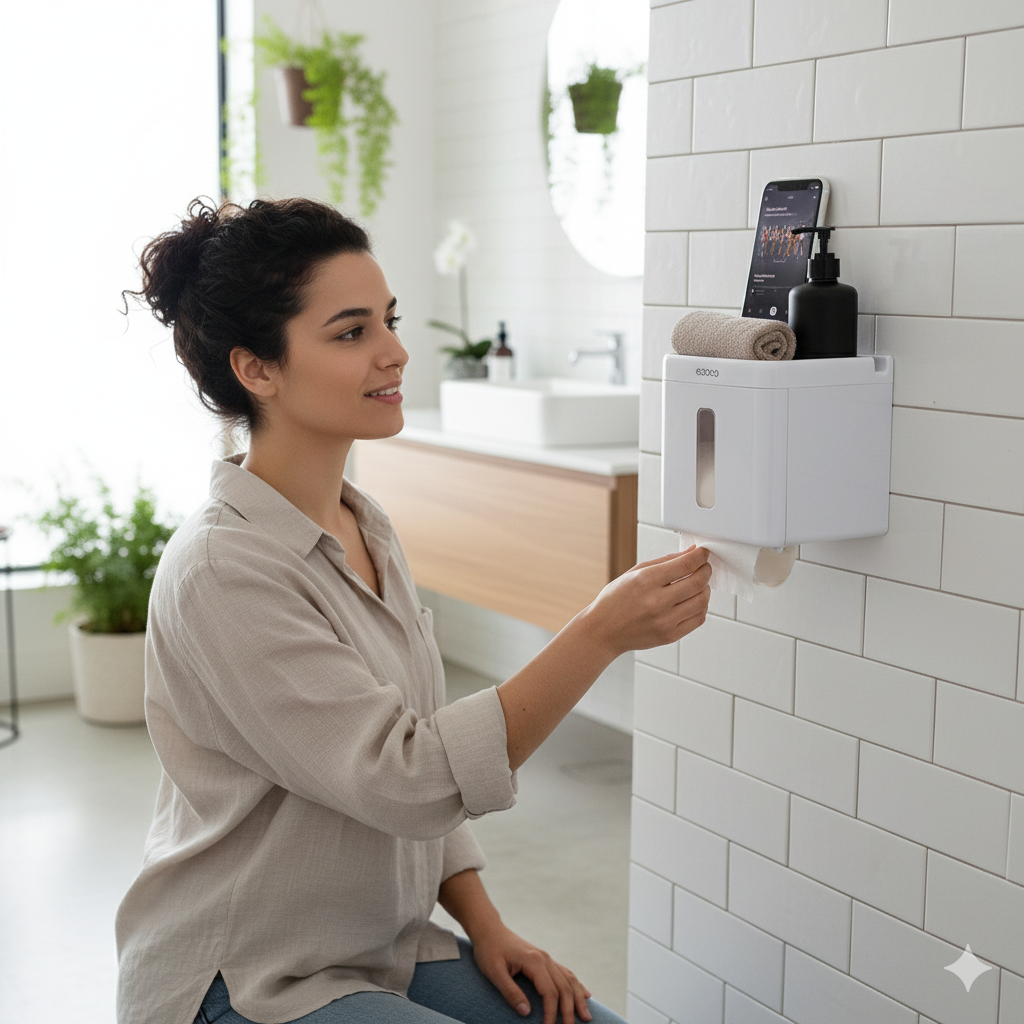 Organizador porta papel higiénico con estante vista adicional – Mil Ideas