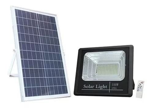 Foco solar LED 100W con control remoto y fotocélula detalle – Mil Ideas