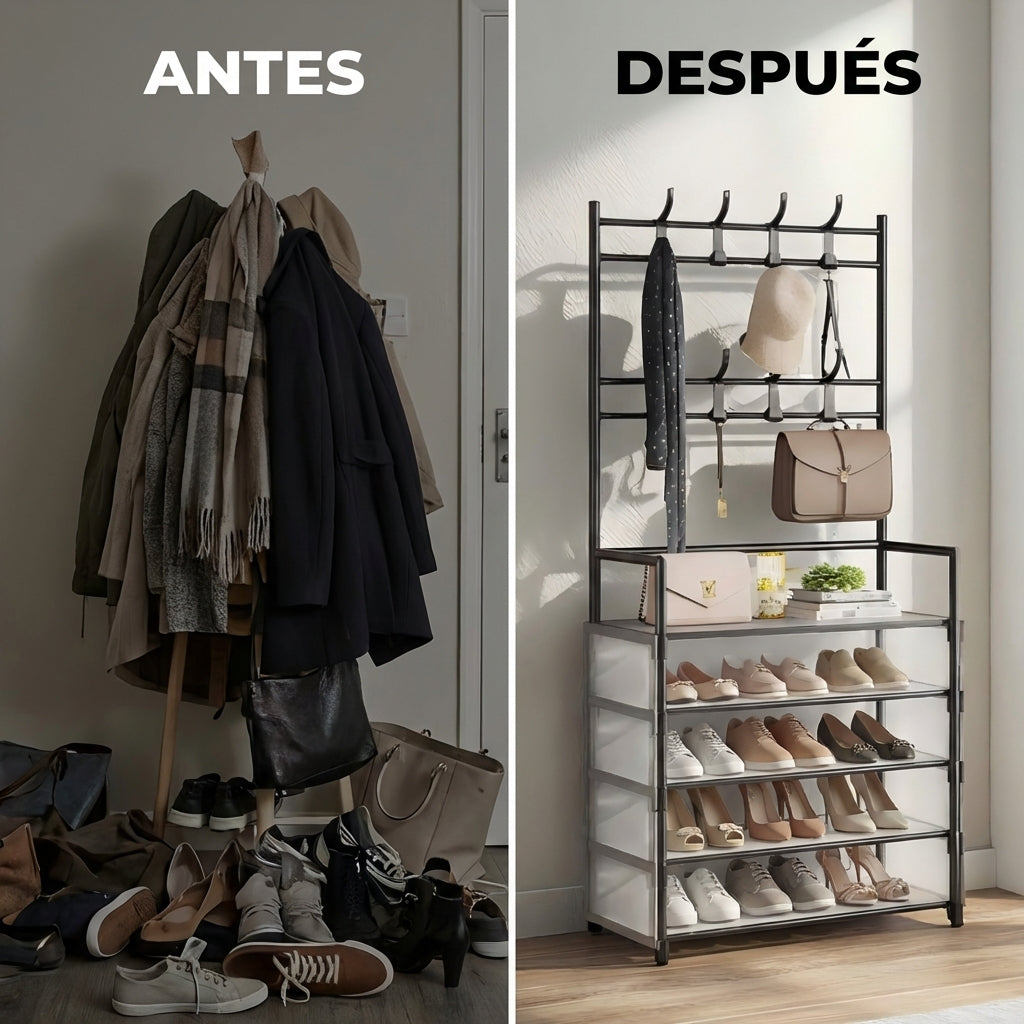 Zapatero de 5 Niveles y Perchero con Cubierta Anti Polvo vista adicional – Mil Ideas