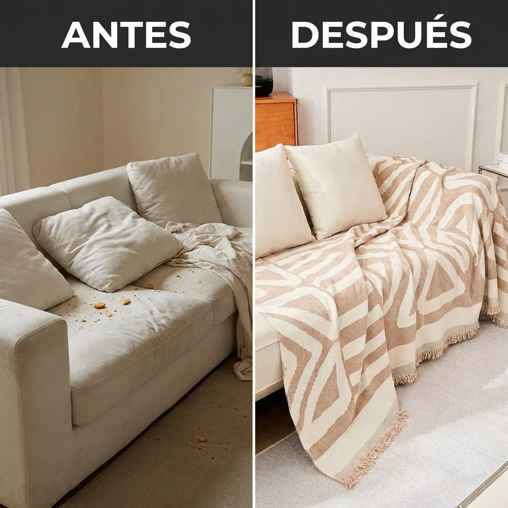 Manta cubre sofá en uso sobre sofá – Mil Ideas