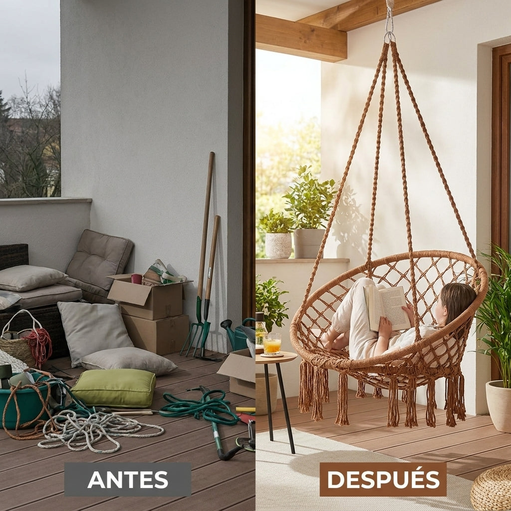 Hamaca de macramé para jardín vista adicional – Mil Ideas