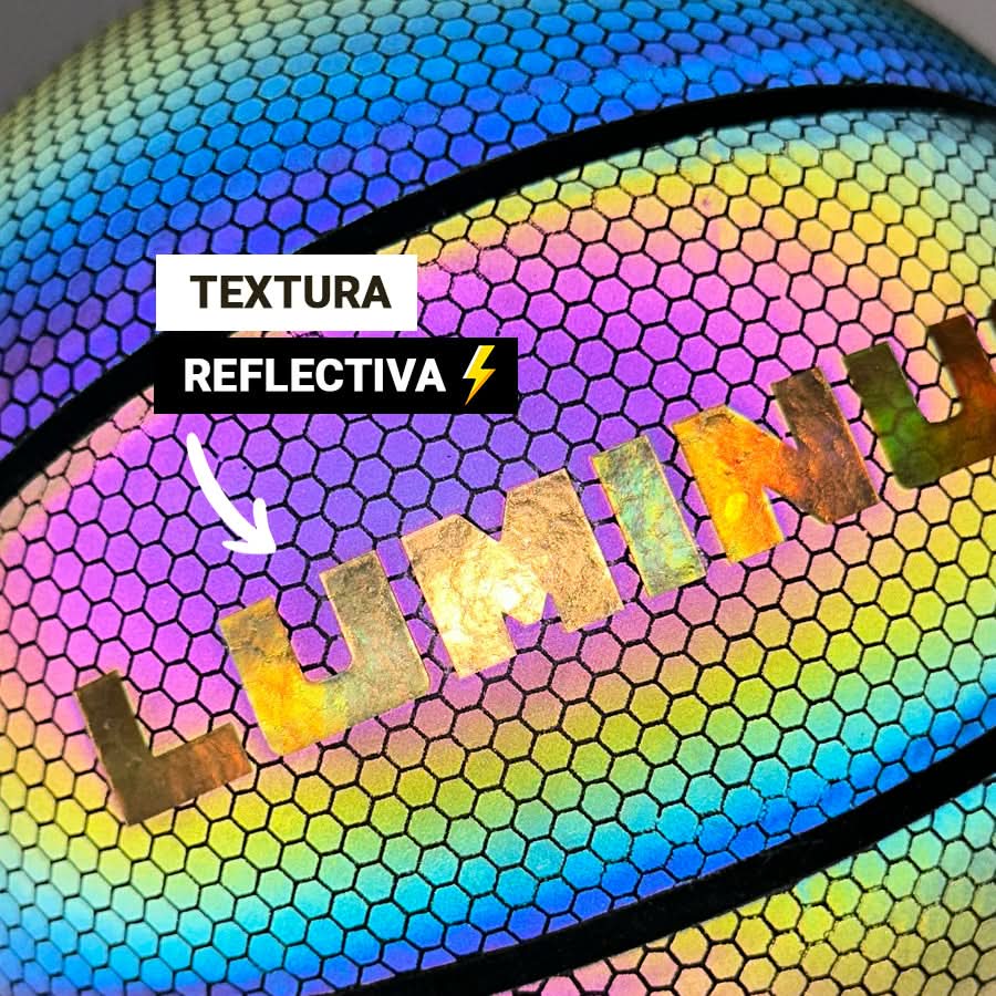 Pelota de basketball reflectiva Luminus vista adicional – Mil Ideas
