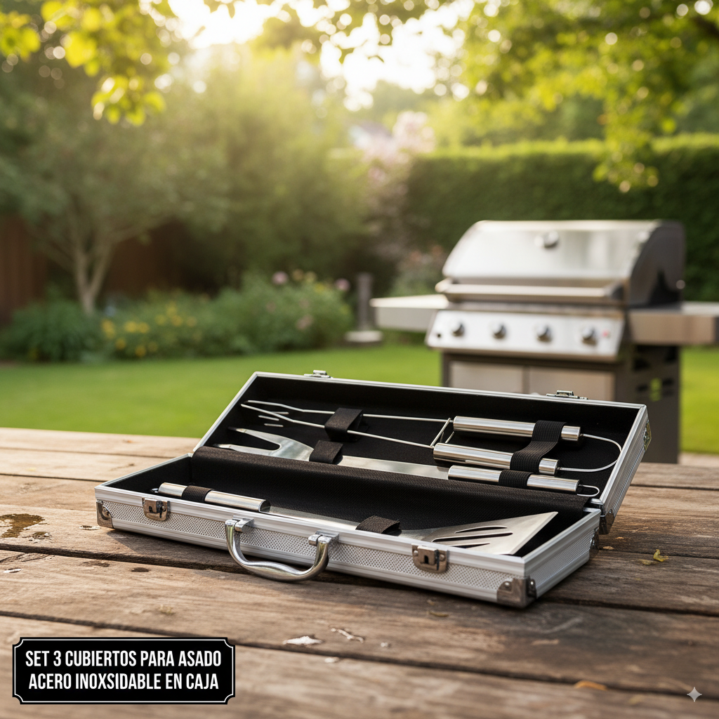 Set 3 cubiertos para asado en acero inoxidable vista adicional – Mil Ideas