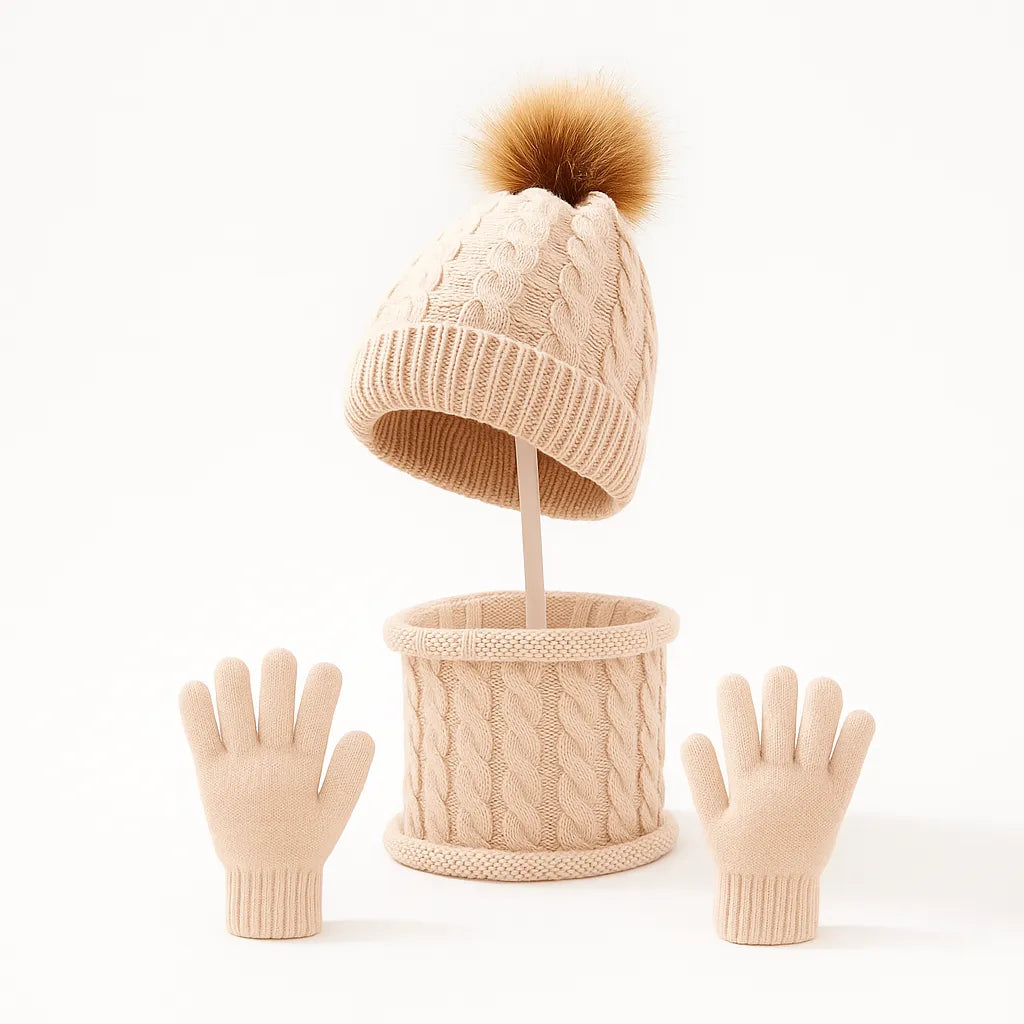 Kit winter gorro con bufanda y guantes de punto – Mil Ideas