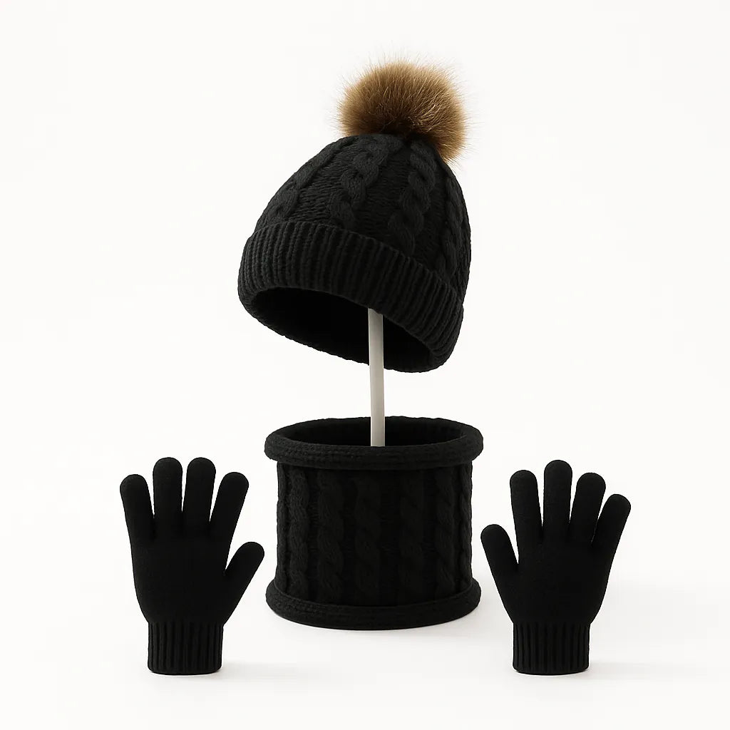 Kit winter gorro con bufanda y guantes de punto vista adicional – Mil Ideas