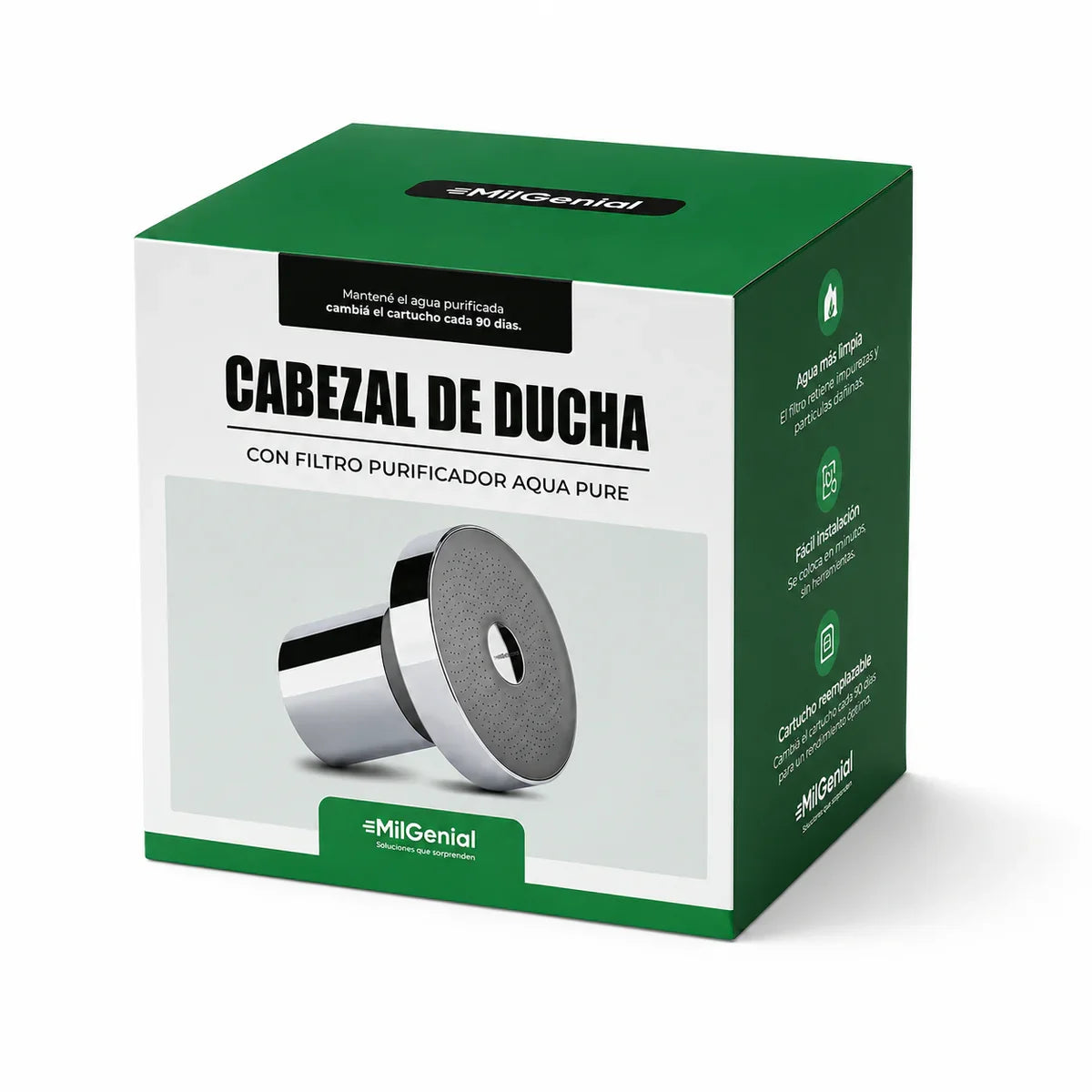 Pack Cabezal de Ducha + 2 Filtros Purificadores de Aqua Pure Mil Ideas