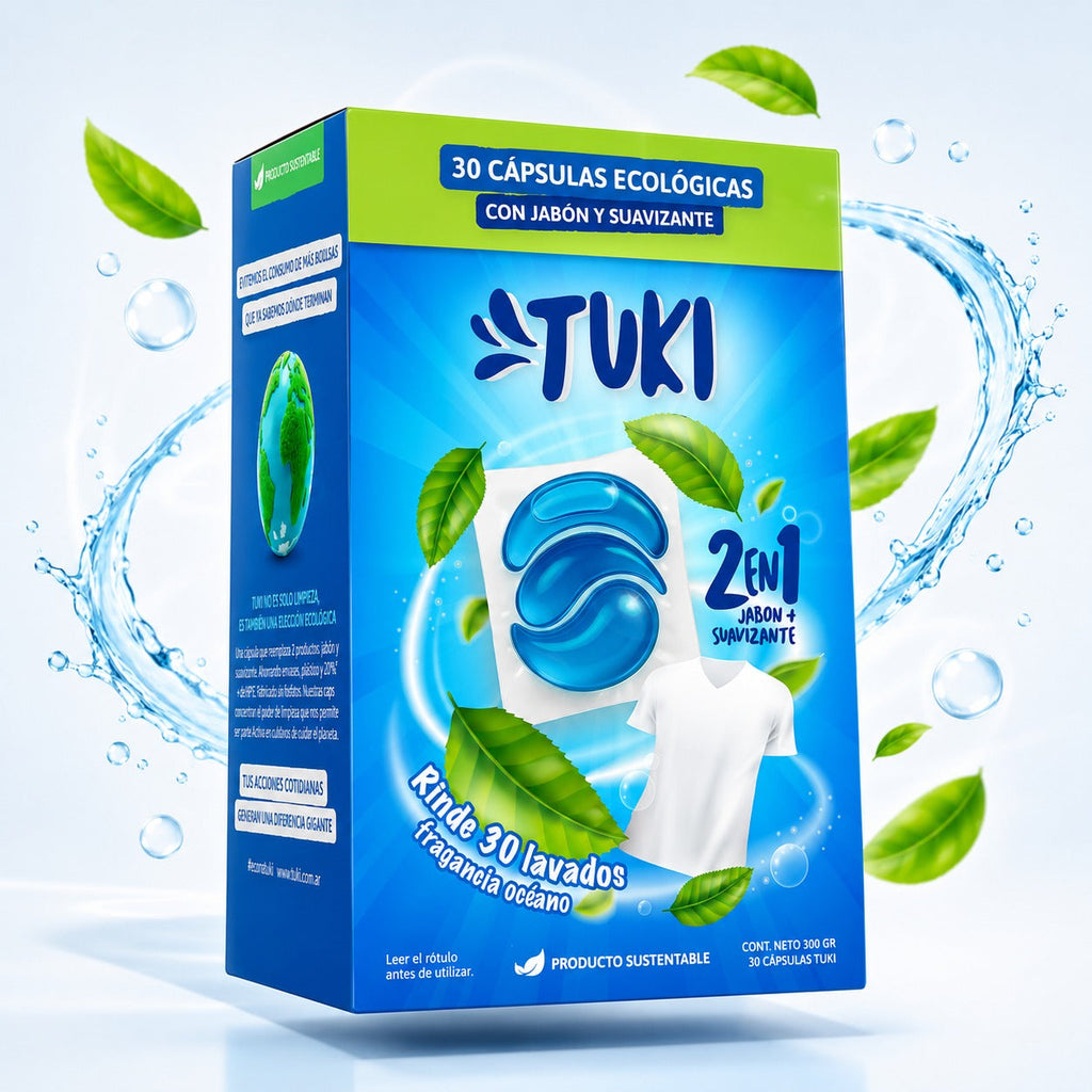 Capsulas Tuki Ecologicas para Lavado de Ropa Aroma Oceano