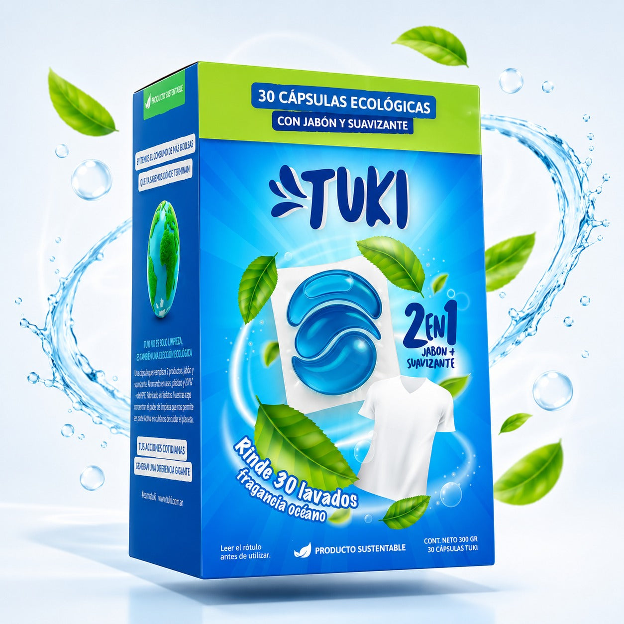 Capsulas Tuki Ecologicas para Lavado de Ropa Aroma Oceano