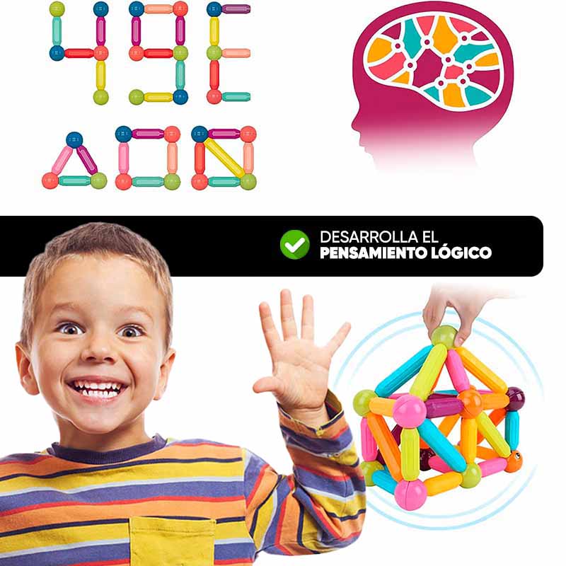 Juego de Varillas Magnéticas 130 Piezas en uso – Mil Ideas