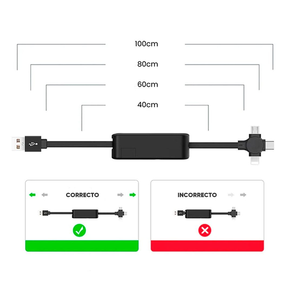 Cable Cargador USB Retráctil Carga Rápida vista adicional – Mil Ideas