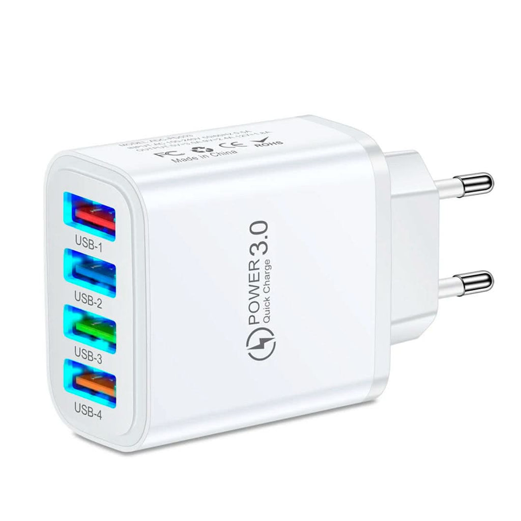 Cargador USB 3.0 de 40W con 4 puertos blanco – Mil Ideas