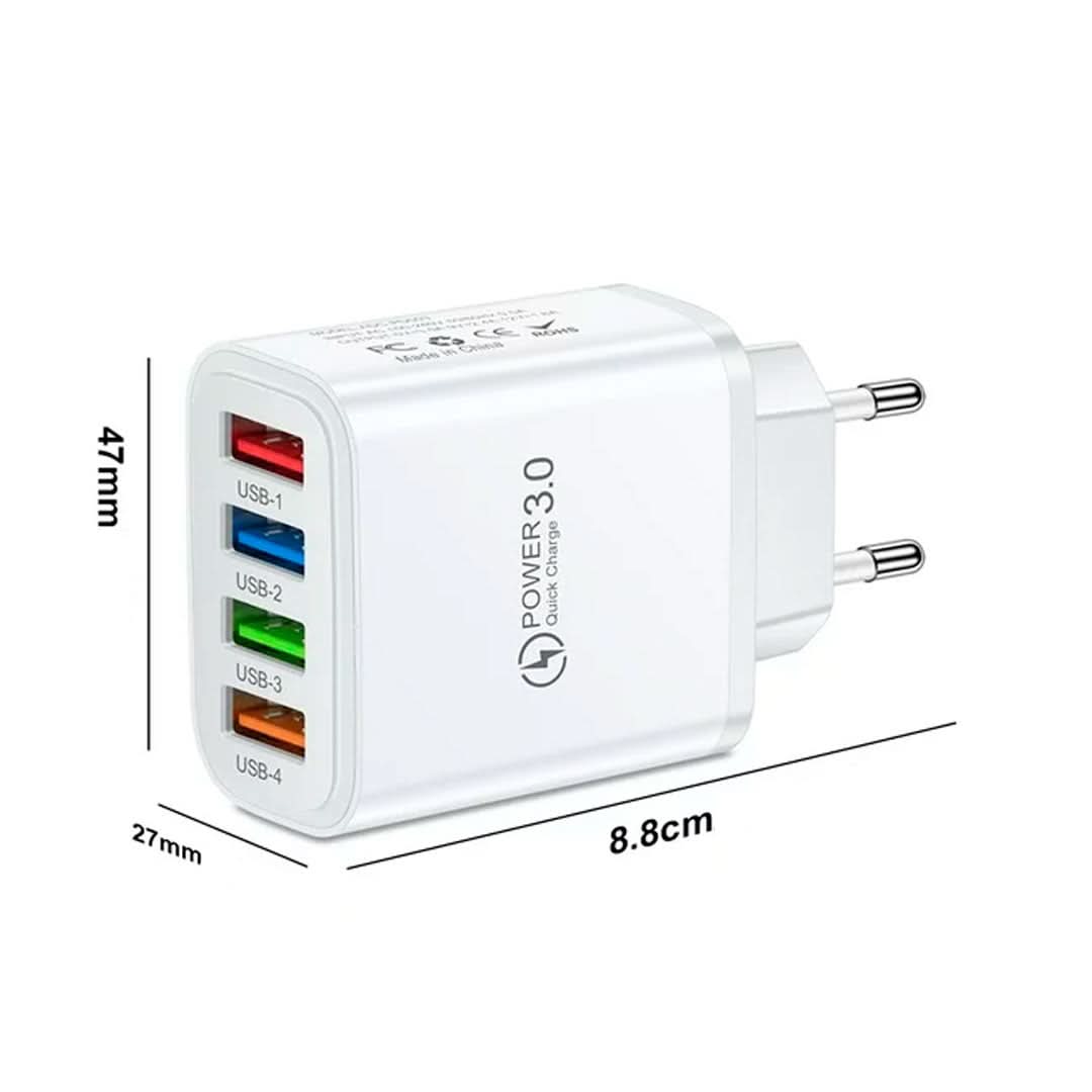 Cargador USB 3.0 de 40W con 4 puertos vista adicional – Mil Ideas