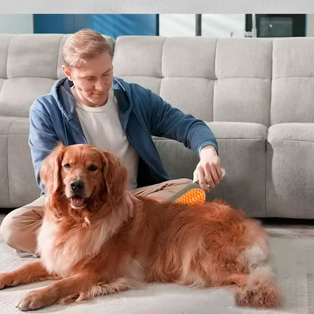 Cepillo vaporizador para mascotas en uso – Mil Ideas