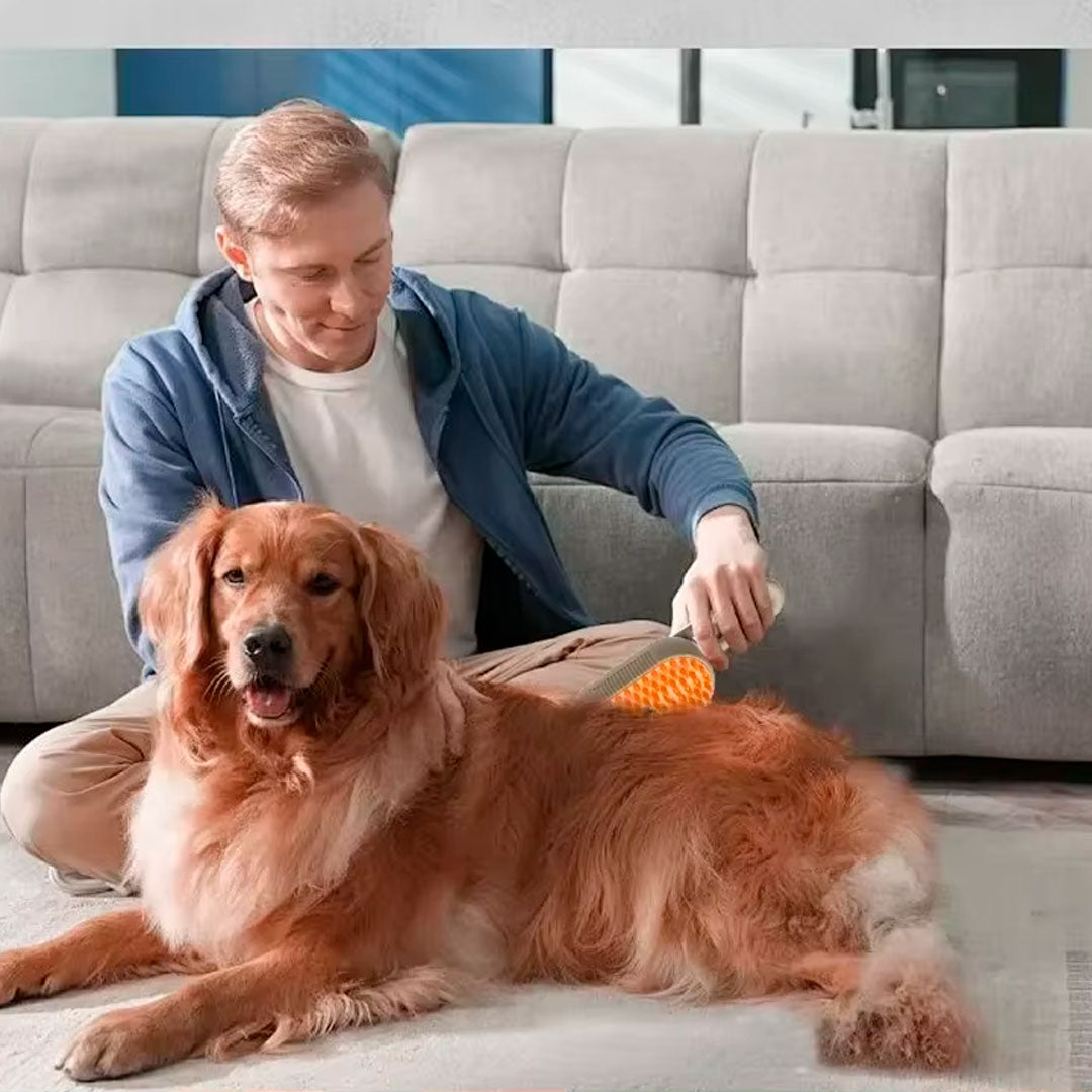 Cepillo vaporizador para mascotas en uso – Mil Ideas
