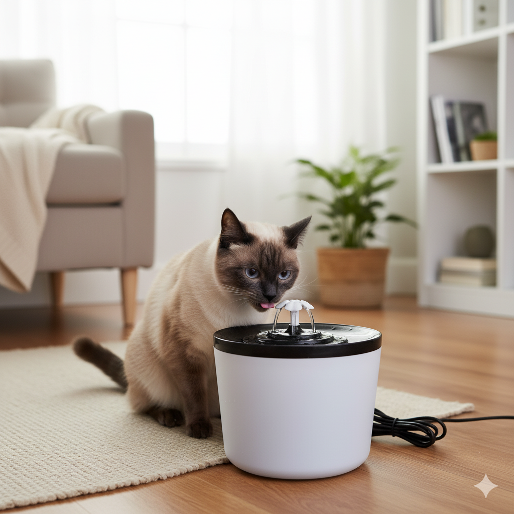 Fuente Bebedero para Mascotas Grande en uso – Mil Ideas