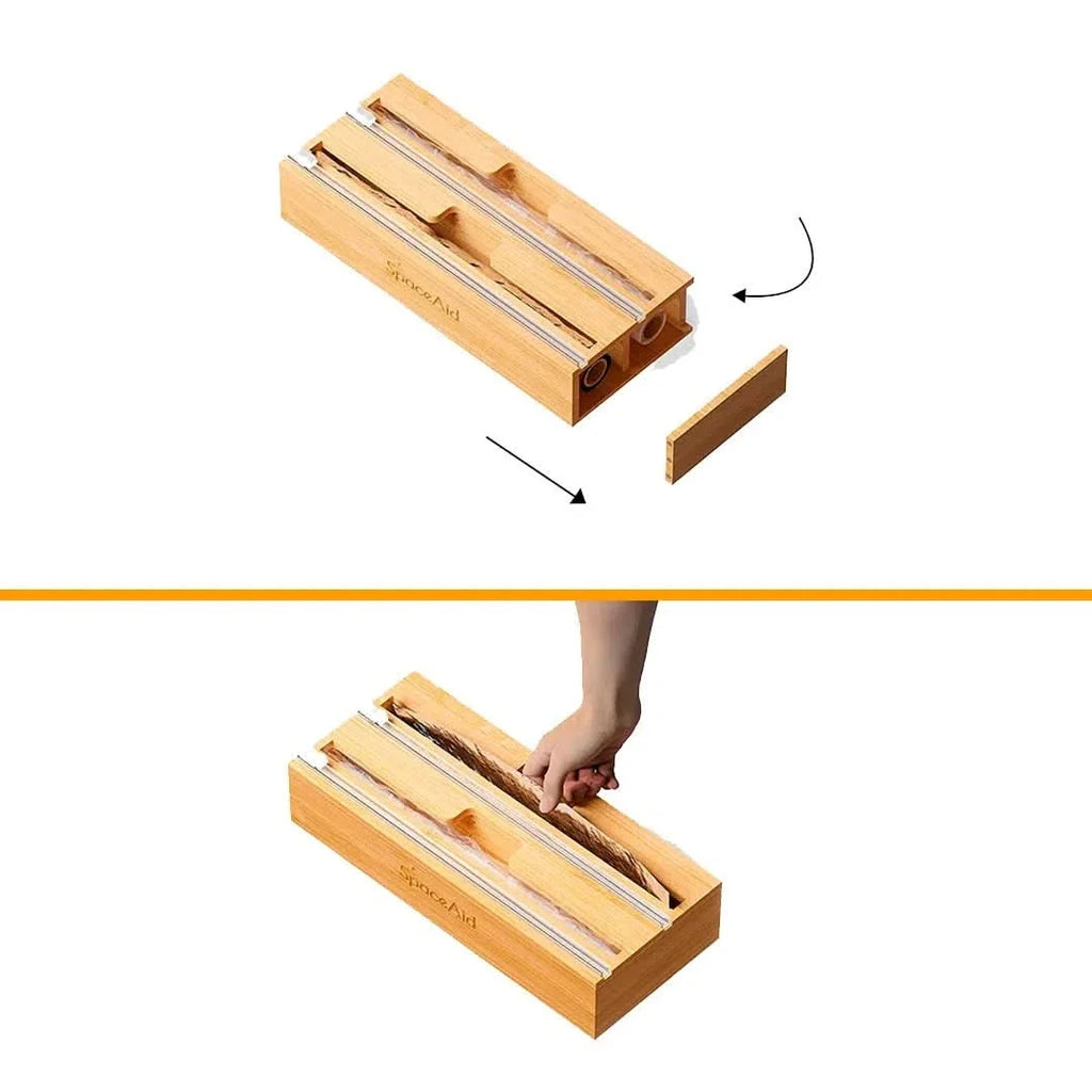 Organizador porta rollos de cocina de bambú detalle – Mil Ideas