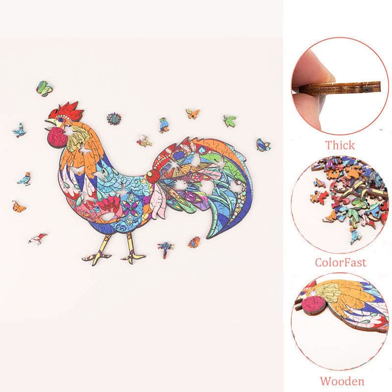 Puzzle de madera 180 piezas diseño Gallo vista adicional – Mil Ideas