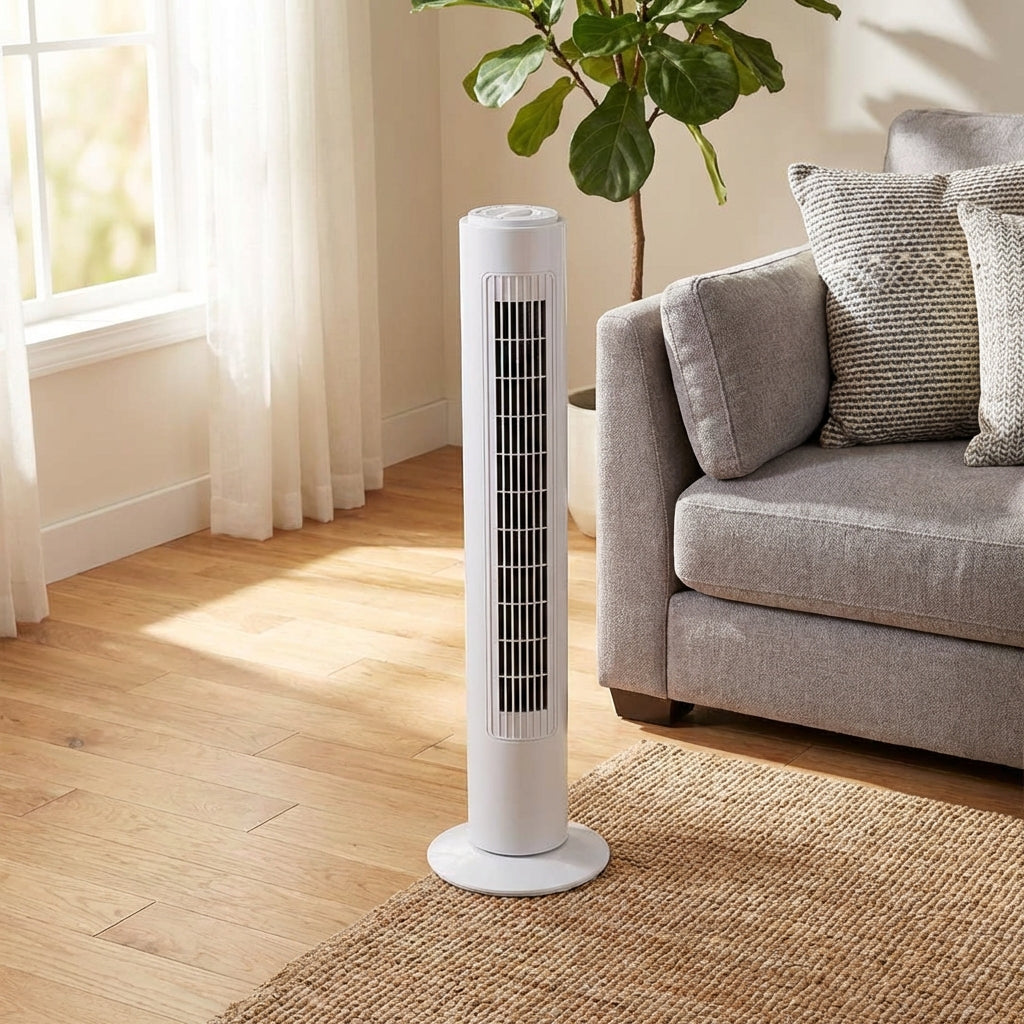 Ventilador de torre vertical silencioso en uso – Mil Ideas
