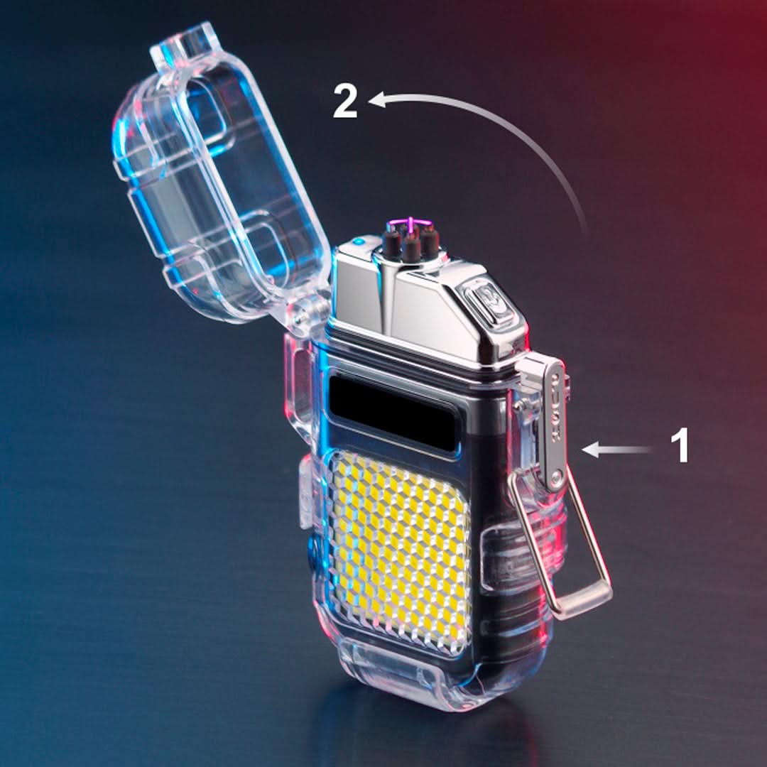 Encendedor linterna de plasma en uso encendiendo llama – Mil Ideas